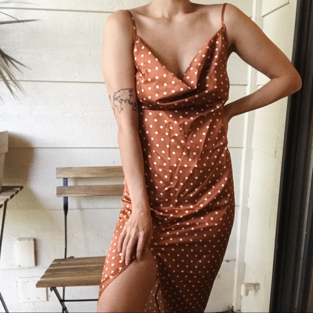 PrettyLittleThing satin cowl slip dress